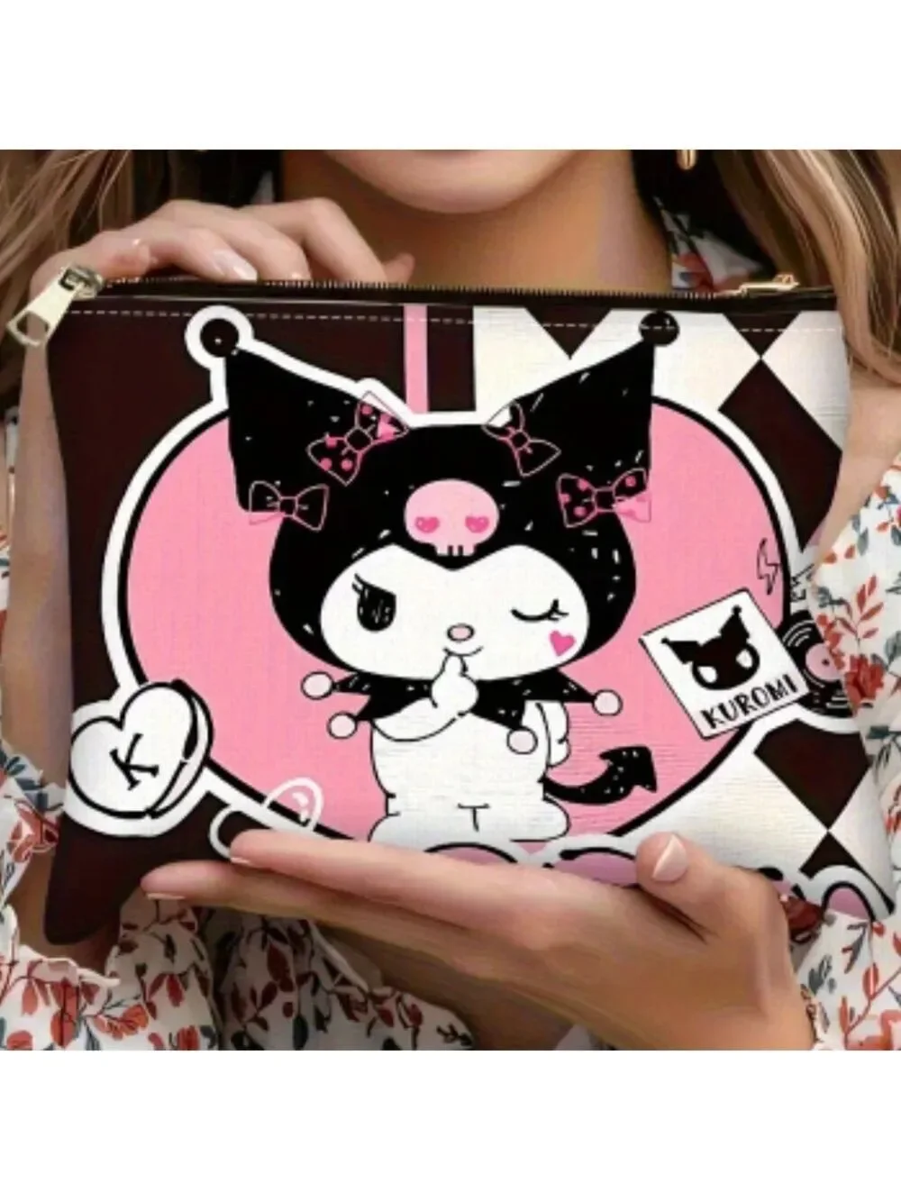 Sanrio Kuromi Pink and Black Cosmetic Bag